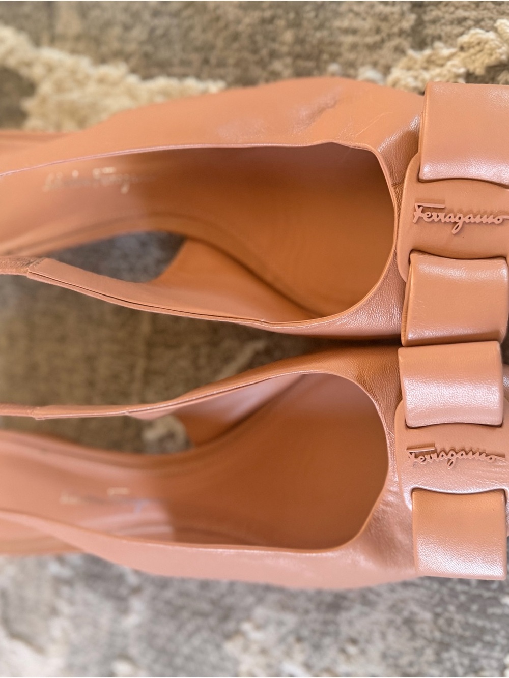Salvatore Ferragamo Blush Bow Slingback Flats - Picture 10 of 10